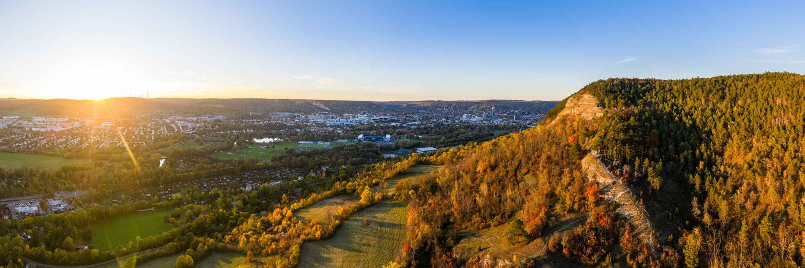 Jena Paradies Bild und Wanderwege im Abendlicht